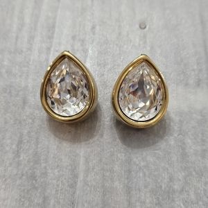 Givenchy Crystal Clip On Earrings Goldtone